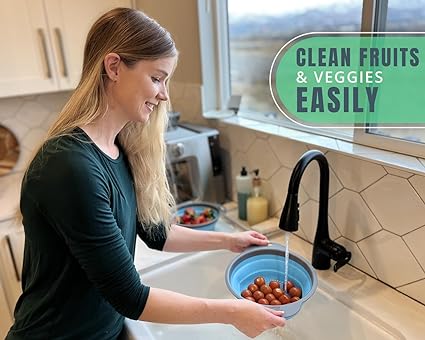 Colander Set - 2 Collapsible Colanders (Strainers) Set by Comfify - Includes 2 Folding Strainers Sizes 8" - 2 Quart and 9.5" - 3 Quart Red or Blue