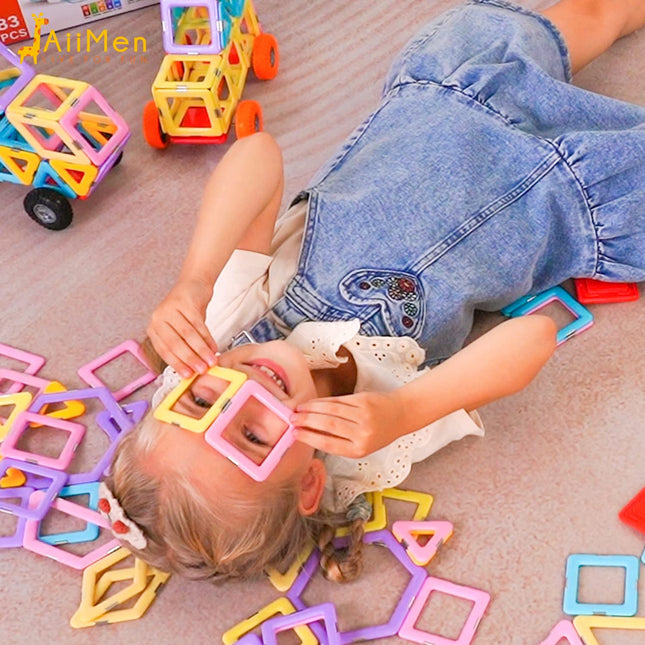 JAiiMen Magnetic Tiles Toys, Kids Building Blocks Set with Magnetic Figure, 3D Magnet Tile Girls Boys STEM Toy Learning Educational Christmas Birthday Gifts for Toddlers 3 4 5 6 7 8+ Year Old