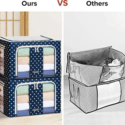 Oxford Fabric Storage Box with Steel Frame,Foldable Stackable Container Organizer