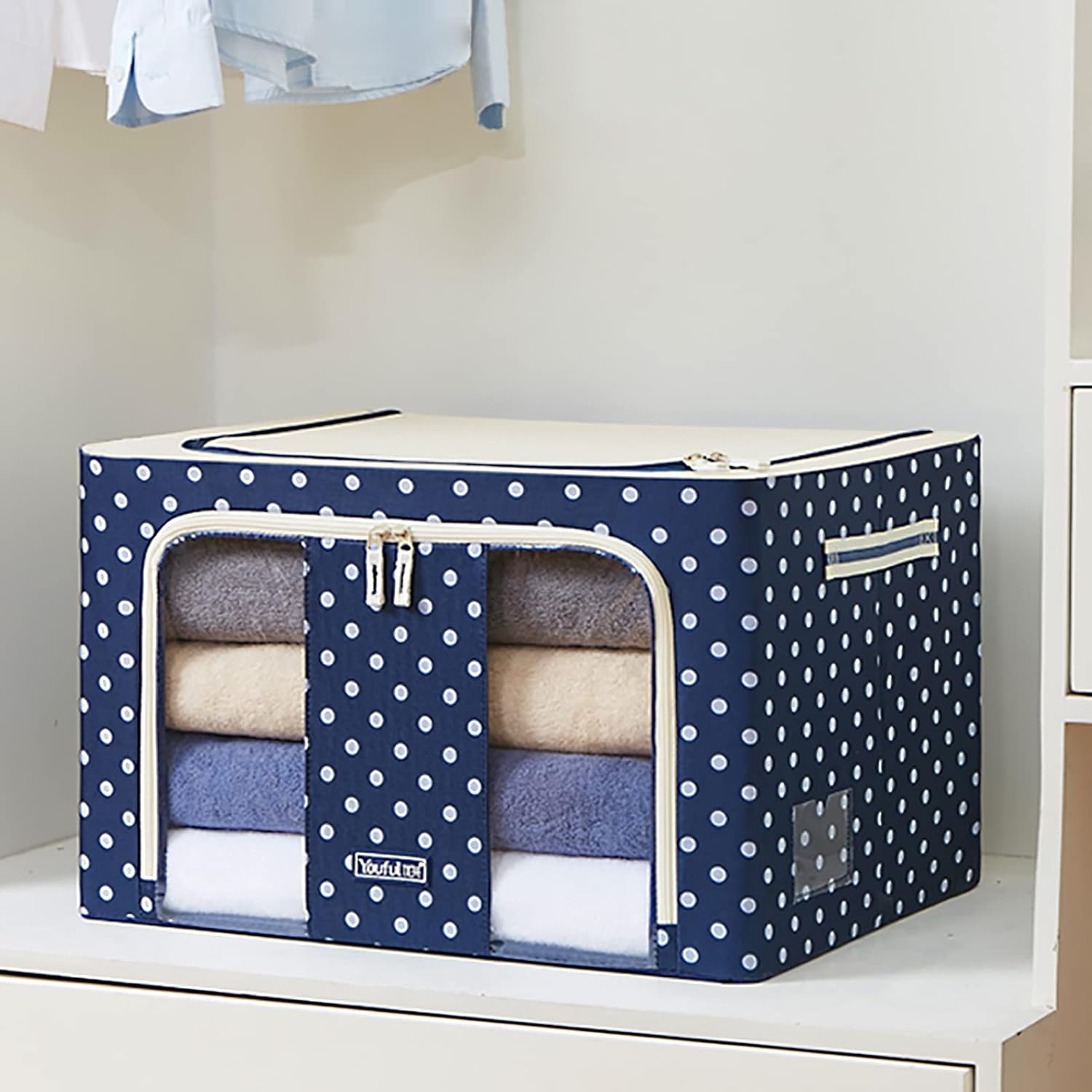 Oxford Fabric Storage Box with Steel Frame,Foldable Stackable Containe ...