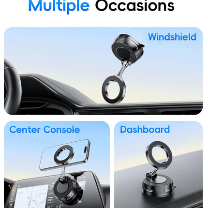 Lazmount Car Mount for MagSafe All Smartphones One-Tap Rotate for Calls, N55 Magnets Stay Rock-Solid ABS Silicone Magnet Nano Gel Suction and 24 N55 Magnets Twist-Lock 180/360 Adjust Holder -Black