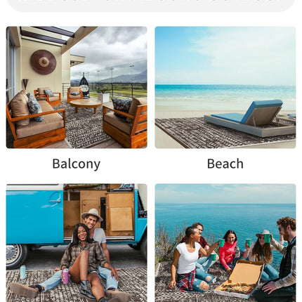 Outdoor Rug 5x8' Waterproof Outdoor Carpet Reversible Patio Rug Portable Camping Rug Modern Abstract Plastic Straw RV Rug for Picnic Beach Balcony Pool Deck Foldable Rug Brown Beige