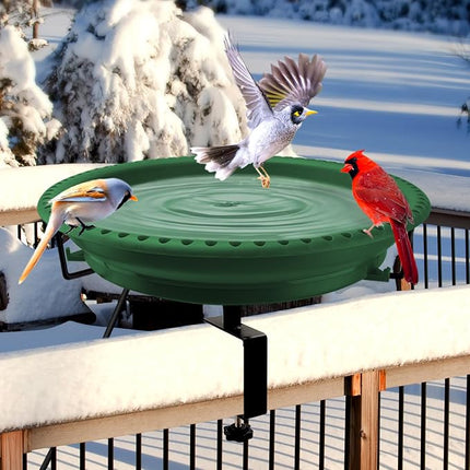 Daoeny 100W Heated Bird Bath Bowl Thermostat Control for Deck Railing Outside Garden Yard Patio Lawn Decor