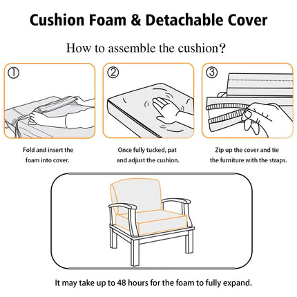 Localive 22x24 inch Outdoor/Indoor Deep Seat Patio Cushions Set of 2 Deep Seat Bottom Resilient Foam Filling with Zipper Water Repellent Abrasion-Resistant UV Resistant Weather Resistant Toffee