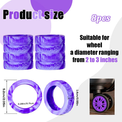 BOXOB 8pcs Thickened Dopamine Silicone Luggage Spinner Wheel Covers Luggage Wheel Accessories for Most 8 Caster Luggage, Purple