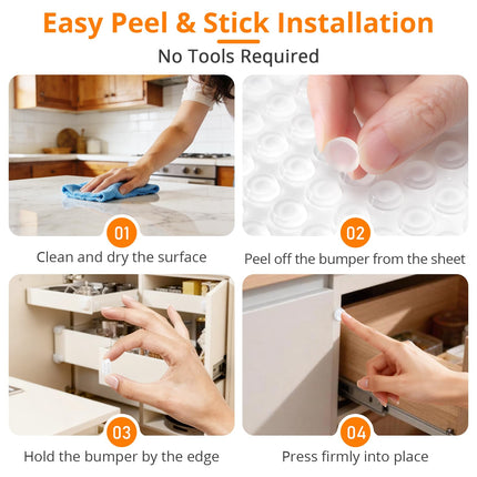 CHUNZEXI 192 PCS Clear Cabinet Door Bumpers, 1/2 Inch Round Rubber Pads