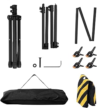 Coliflor T-Shape Portable Backdrop Stand, 6.5x3.2ft Adjustable Photo Background Stand Kit, Sturdy Small Back Drop Holder with 4 Spring Clamps, Carry Bag for Parties, Photography and Video Studio