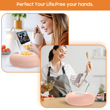 PlsHugek Pillow Stand Holder for Kindle Tablet iPad with Snack Bowl, Lap Cozy Pillow Stand Holder for Reading in Bed for 4.7"-11" Kindle, Tablet, iPad, iPhone, Google, Samsung (Pink)