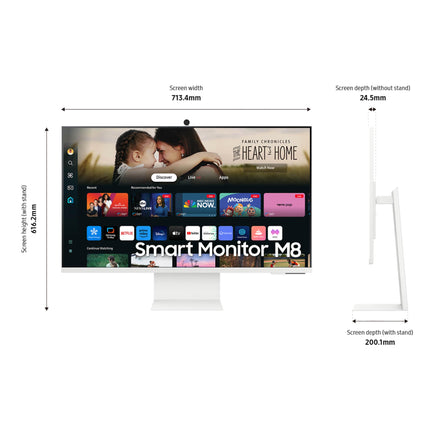 Samsung 32 Inch M8 White UHD Smart Monitor w/ 4k AI upscaling,(LS32DM801UNXZA) -KM4