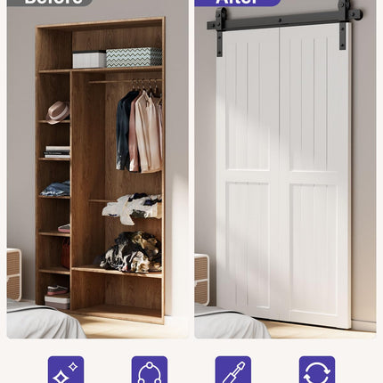 ZEKOO Bifold Barn Door Hardware Track Kit for Doors, Top Mount, (Doors not Included)