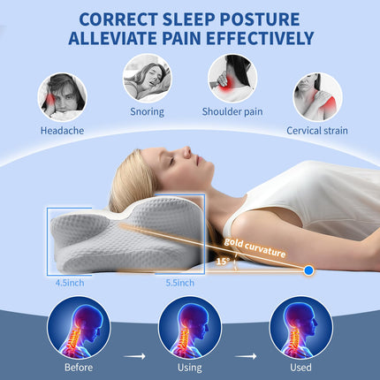 Warmstar Cervical Ergonomic Memory Foam Pillow for Neck Pain Relief with Pillowcase