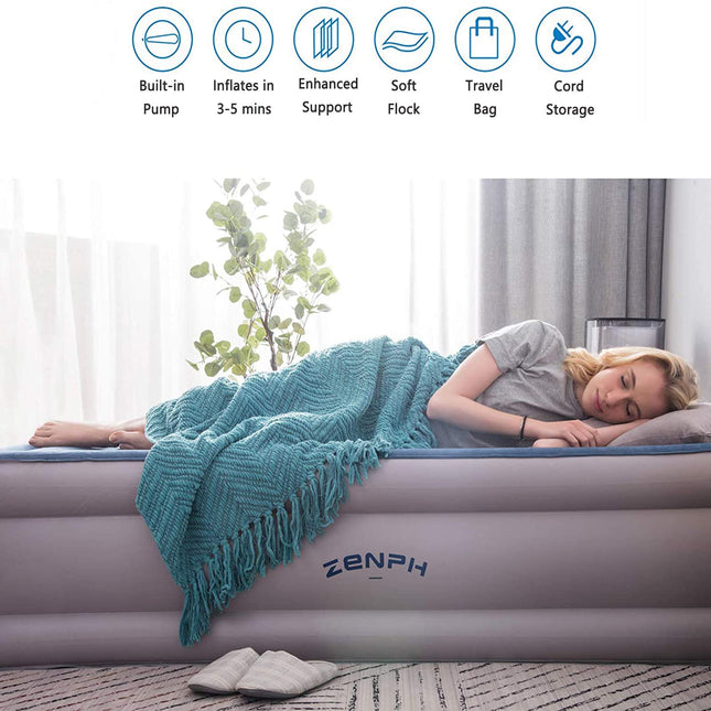 Jaroky Air Mattress, Air Mattress Queen with Built in Pump, Inflatable Blow Up Mattress in 3 Mins Inflation/Deflation, 660lb Max, 80 × 60 × 18 inch Queen Size Air Bed Suit for Home, Camping, Travel.