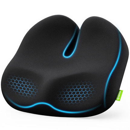 AUVON Contoured Seat Cushion for Tailbone Pain&Thigh Pressure Relief, SO4182 BLACK