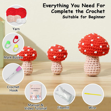 Ktmeor Crochet Crochet Mushroom Starter Kit for Beginners