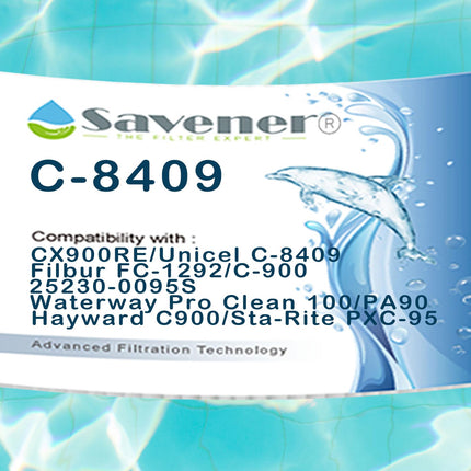 Savener SV-8409 Swimming Pool Replacement Filter Replaces for Unicel C-8409 90Sq.ft FC-1292 PA90 Hayward CX900RE Darlly 80951 1 Pack