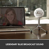 Logitech Blue Snowball iCE USB Microphone for PC, Mac, Gaming, Recording, Streaming, Podcasting, with Cardioid Condenser Mic Capsule, Adjustable Desktop Stand and USB cable, Plug 'n Play – Off White