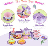 45Pcs Tea Party Set for Little Girls Princess Tea Time Toy Playset Ocean/Dinosaur Theme Kids Tea Set with Desserts & Carrying Case Kitchen Pretend Toy T133