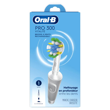 Oral-B Pro 300 Floss Action Vitality Electric Toothbrush with (1) Brush Head, Rechargeable, White