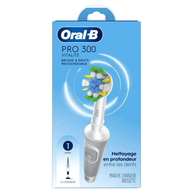 Oral-B Pro 300 Floss Action Vitality Electric Toothbrush with (1) Brush Head, Rechargeable, White