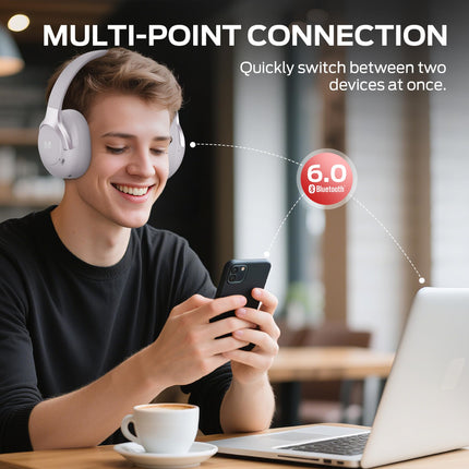 Monster Persona 5th ANC-Wireless Bluetooth Over-Ear Headphones with Microphone, 70H Playtime, Bluetooth 6.0, Comfortable and Foldable Design(Purple)