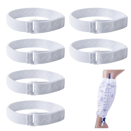 SorealGroup 6PCS Leg Bag Straps with Anti-Slip Silicone Strip & Adjustable Buckle | 45cm-75cm Elastic Fit | Standard 2.0cm Width Compatible with Catheter Leg Bags | Nylon Cotton Reusable