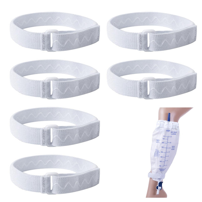SorealGroup 6PCS Leg Bag Straps with Anti-Slip Silicone Strip & Adjustable Buckle | 45cm-75cm Elastic Fit | Standard 2.0cm Width Compatible with Catheter Leg Bags | Nylon Cotton Reusable