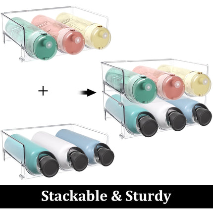 Puricon 2-Pack Clear Stackable Water Bottle/Tumbler Shaker Cup Holder Blender Flask Rack Oganizer for Kitchen Cabinets