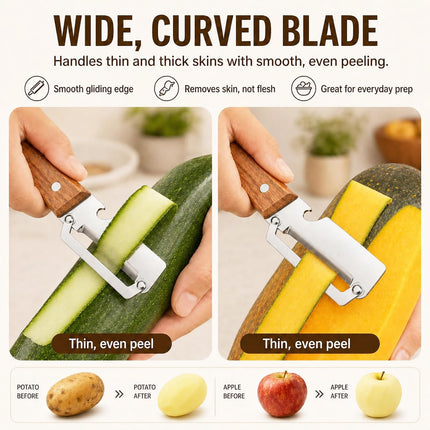EddHomes Multifunctional Vegetable Zero Snag Peeler with Wooden Handle and Bottle Opener