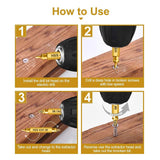 HSS 4341 Damaged Screw Extractor Set, 5-Piece Double-Ended Drill Bits for Stripped Screws and Bolts, 2-14mm Range, Gold Titanium