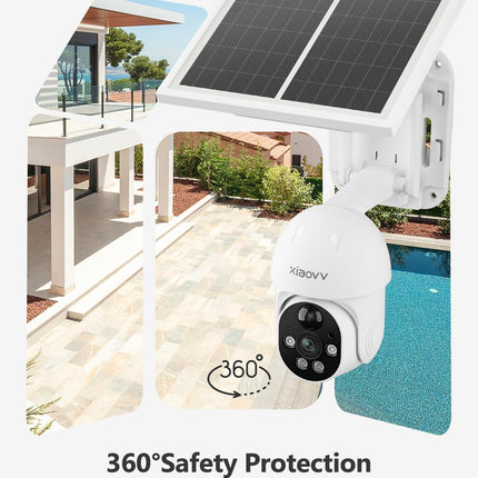 Solar Security Cameras Wireless Outdoor Surveillance with Solar Powered,360° Panoramic View