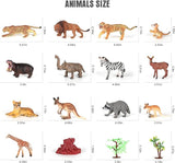 Zoo Animal Figures, 18 Piece Realistic Mini Jungle Animals Toys Set, Educational Learning Toys Forest Animals Figure Playset, Cake Toppers Christmas Birthday Gift T45