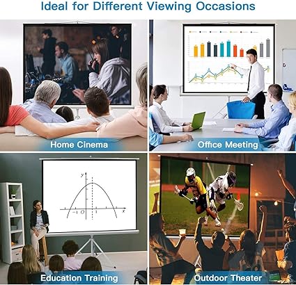 PERLESMITH Projector Screen with Tripod Stand 100 Inch - Height Adjustable Projector Stand 4K 3D HD 4:3 - Portable Projection Screen Indoor, Outdoor, Home Theater, Office, Movies Foldable Stand