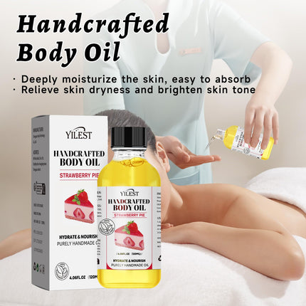Strawberry Scented Body Oil - Ultra Moisturizing Natural Blend for Dry Skin (Jojoba, Almond, Coconut Oils) | Nourishing Skin Care Treatment for Women & Men (4.06FL.OZ, Strawberry Scented)