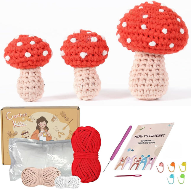 Ktmeor Crochet Crochet Mushroom Starter Kit for Beginners