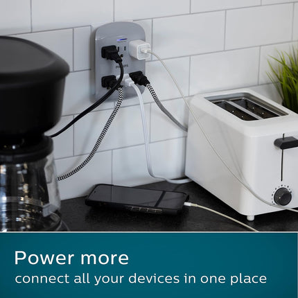 PHILIPS Home Power 6 Surge Protector Outlet Extender, 900 Joules
