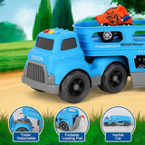 Transport Truck Set Dinosaur Toys 6 Vehicles in Friction Powered Carrier Truck Cars Toys with Music and Light Gift for Toddlers-Most Popular Toys T46