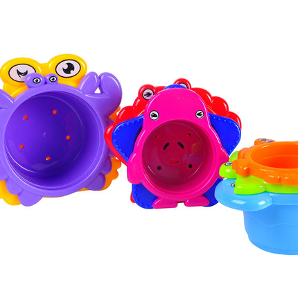 MooToys Under the Sea Animals Bath / Sand Stacking Cups For Boys And Girls. Brightly Colored (MT-109)