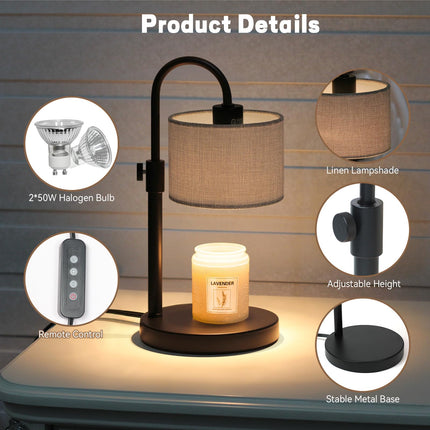 FINCMY Candle Warmer Lamp with Timer, Dimmable Candle Wax Warmer Electric Candle Warmer with Replacement Bulbs, Bedroom Home Decor Compatible with Various Candles (Gray-Upgraded)