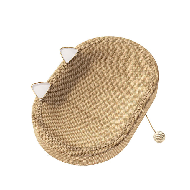 BEFYUS Cardboard Cat Scratcher Mat - 24 Inch 2 in 1 Oval Cat Scratching Pad Cat Toys with Ball Toy for Indoor Cats,Board Nest Suitable Cats to Rest and Grind Claws (with Ear)