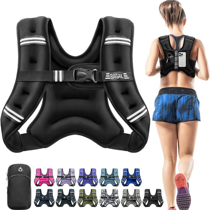 BAGAIL Adult's Weighted Vest with Detachable Phone Pouch, Rucking Vest, Walking, Weight Loss, Training, Running