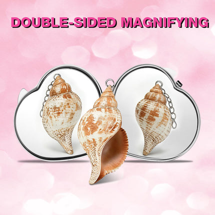 Path to Love Double-Sided Pocket-Sized Scratch-Resistant Cute Heart Compact Travel Mirror