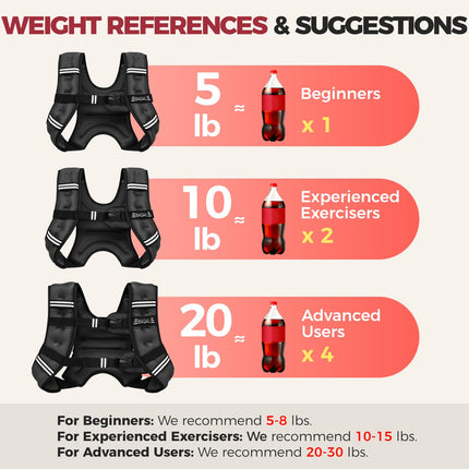 BAGAIL Adult's Weighted Vest with Detachable Phone Pouch, Rucking Vest, Walking, Weight Loss, Training, Running