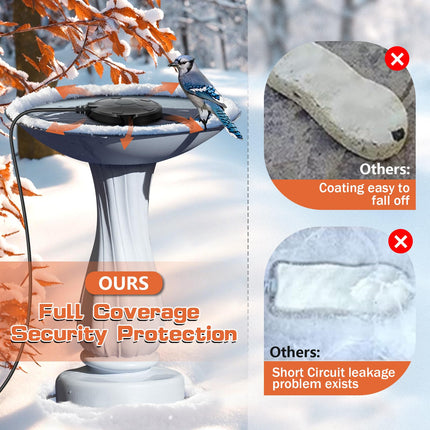 Daoeny Outdoor Full-Covered Aluminum Pond Deicer 120W Birdbath Water Heater Thermostatically Control for Patio Yard Farm