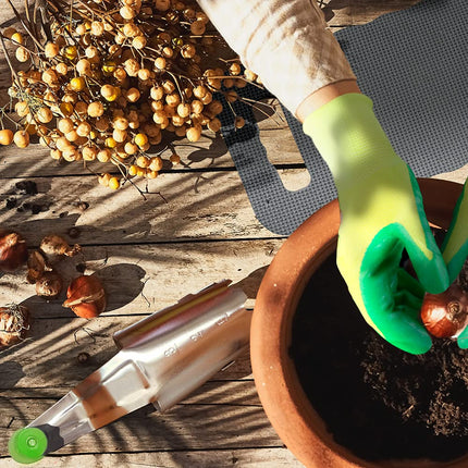 Colwelt Bulb Planter Set 4Pcs, Includes 2 Bulb Planters with Depth Markers and Automatic Soil Release, 1 Kneeling Pad, 1 Garden Gloves, Great Bulb Transplanter for Planting Tulips, Daffodils, Dahlias