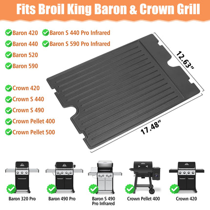 KEESHA 11242 Cast Iron Griddle Replacement Parts for Broil King Baron/Crown