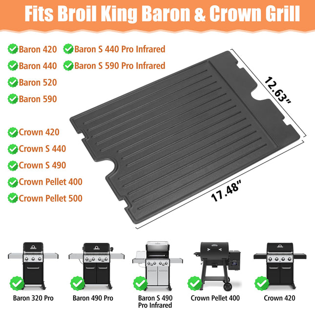 KEESHA 11242 Cast Iron Griddle Replacement Parts for Broil King Baron/Crown