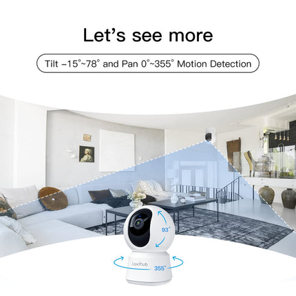 360° View 2K Pet Camera with Phone App, Indoor Security Camera, P2T Baby Monitor, Pan/Tilt, Motion & Sound Detection, Night Vision,Two-Way Audio, Works with Alexa