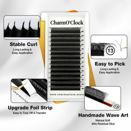 CharmO'clock Premium YY D Curl 8-16mm Mixed Volume Length Lash Extensions Super Matte Black Finish X004YXSNRH