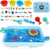 Aomola Water Beads Play Set ,Sensory Toys for Kids with Water Beads, Sea Animals, Water Beads Tools， 37 PCS Ocean Toy Figures with Container Storage T101