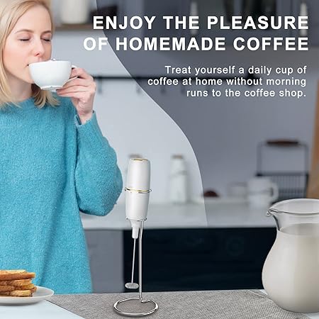 Milk Frother Handheld Frother for Coffee, Battery Operated Coffee Frother with Stainless Steel Stand, Electric Drink Mixer for Coffee, Lattes, Cappuccinno, Matcha and Hot Chocolate, GREEN COLOUR(MA002)